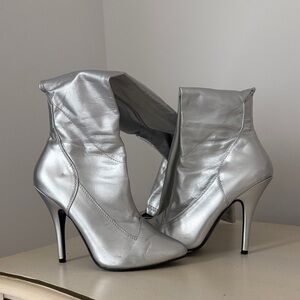 Pleaser Silver Thigh High Boots
